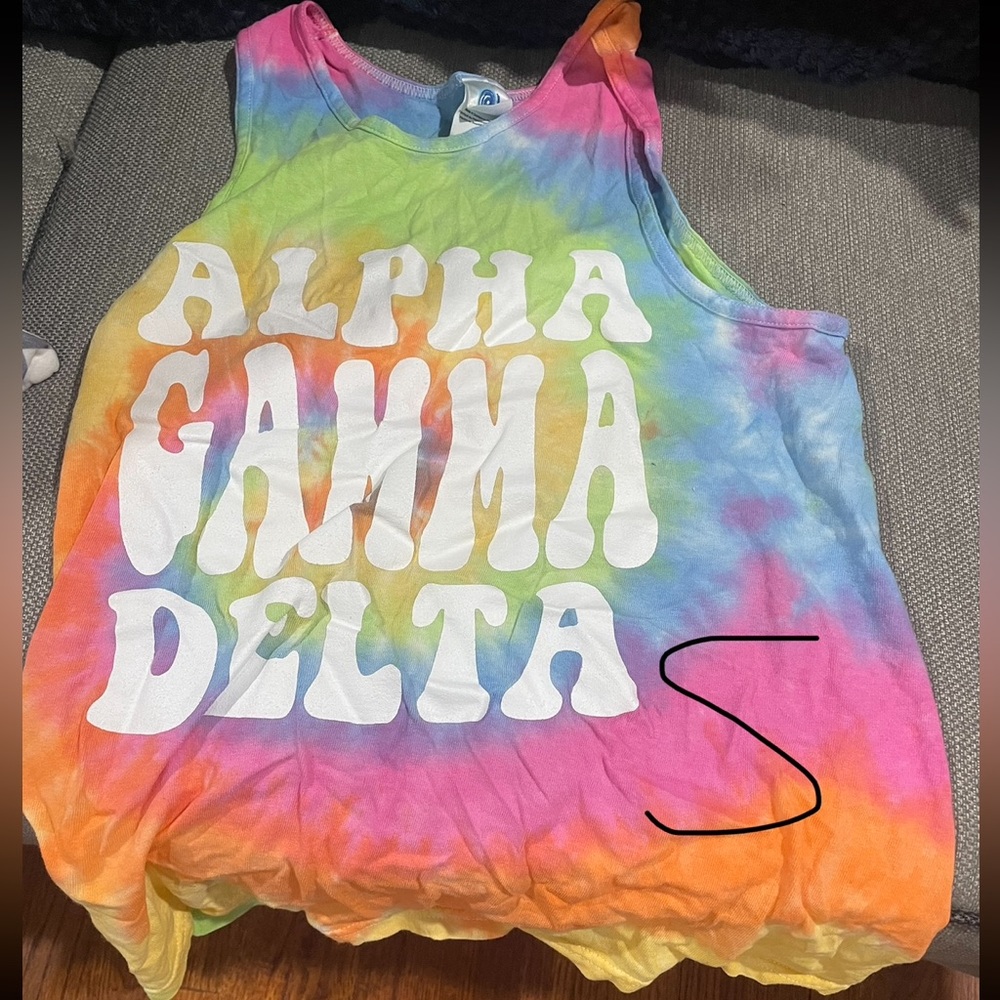 Alpha gamma delta tank top- tie dye